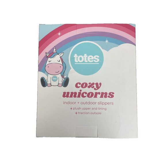 NEW Totes Kids Unicorn Slippers Size Small 11-12  Toddlers Plush Upper & Lining - Picture 6 of 7